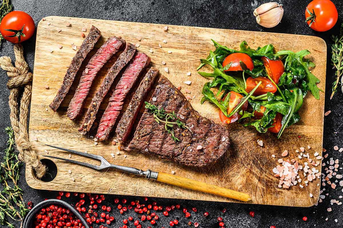 Flank steak with salad
