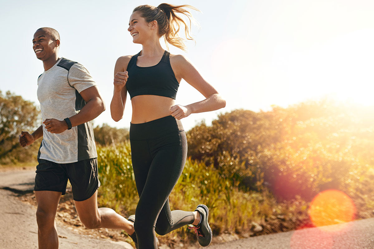 Student athletes jogging