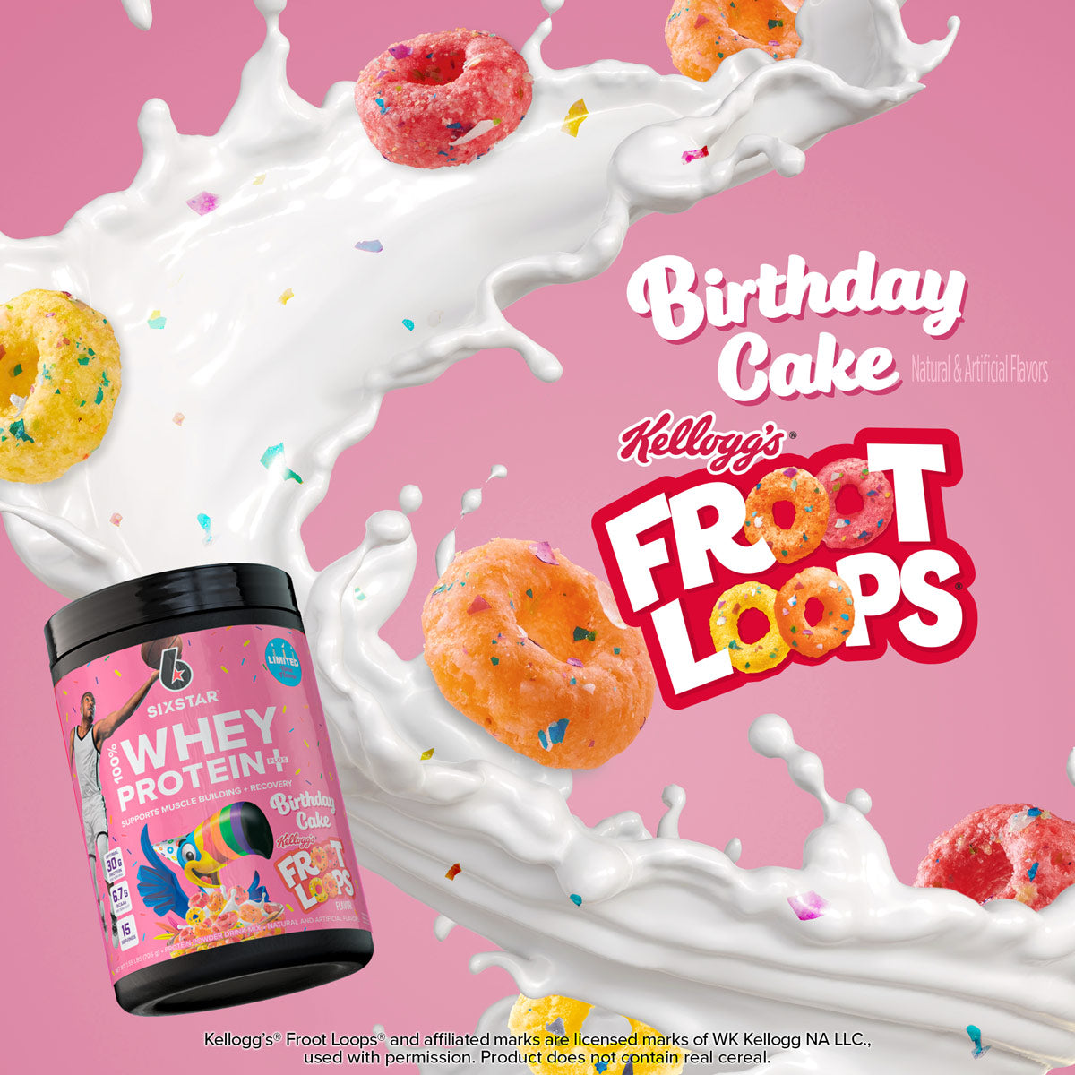 100% Whey Protein Plus Kellogg's Froot Loops Birthday Cake