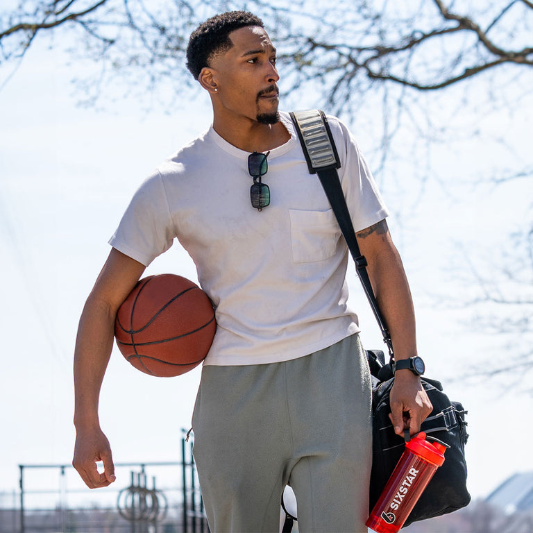 Athlete on their way to the basketball game