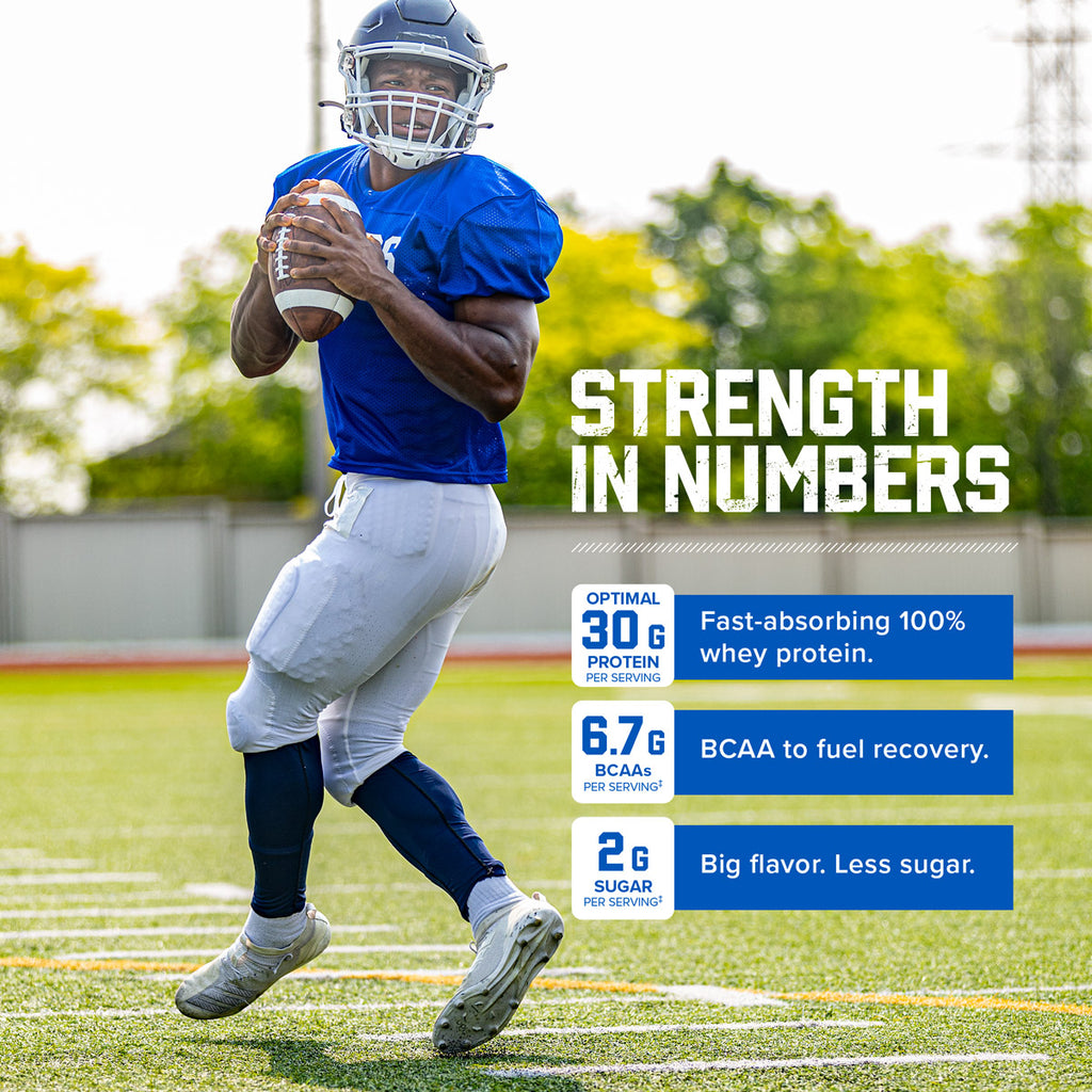 Strength In Numbers: 30G Protein per serving | 6.7G BCAAs per serving | 2G Sugar per serving